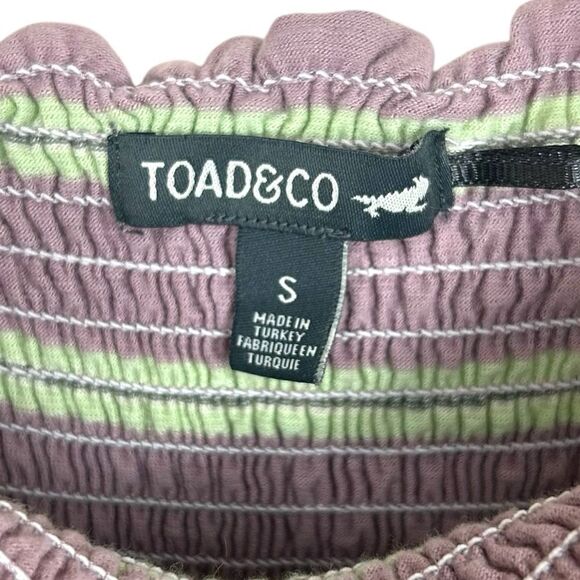 Toad & Co Gemina Sleeveless Dress Lilac &‎ Mint Smocked Bodice Tie Straps Small - Picture 3 of 6